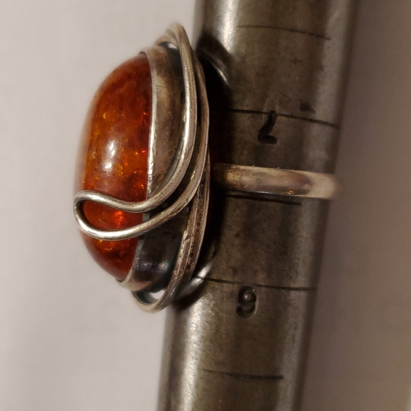 Sterling Amber Ring - Picture 3 of 5